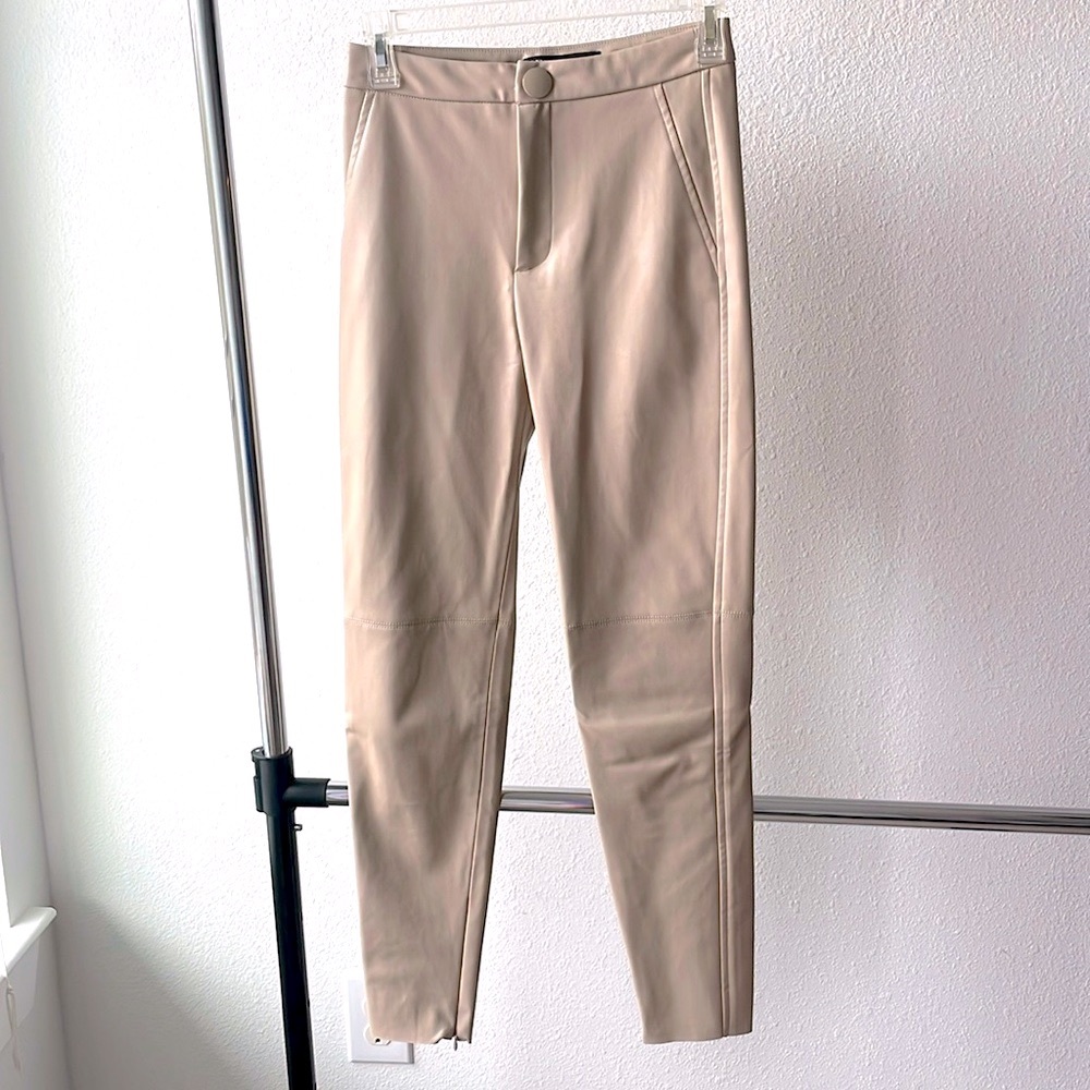 Zara Nude Leather Skinny Pants – Paris Edition